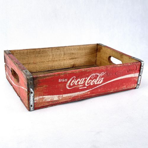 70er Jahre Coca Cola Getränkekiste rote alte Holzkiste