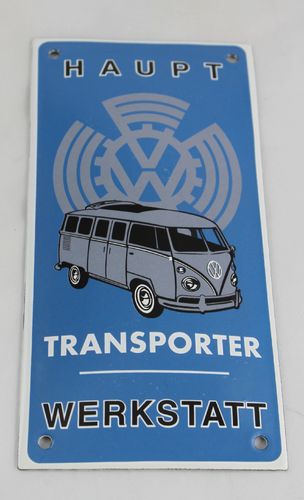 VW Transporter Emailleschild  Werkstatt 20x10 cm