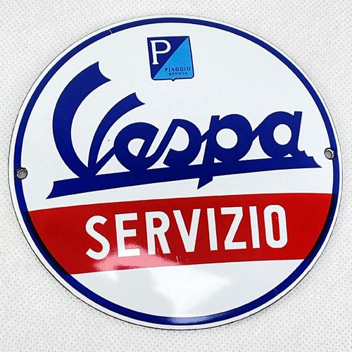 Vespa Servizio Türschild Emailschild rund enamel sign