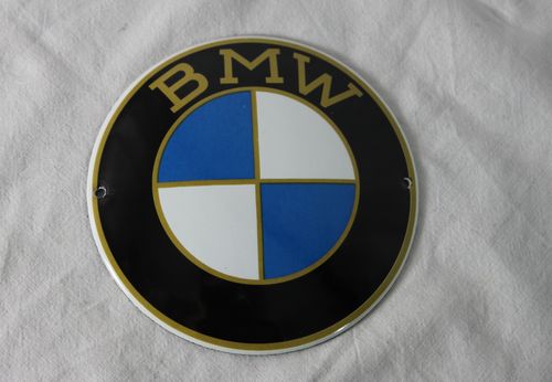 BMW Logo Emailschild Türschild Emaille Schild Gold Ø 12 cm