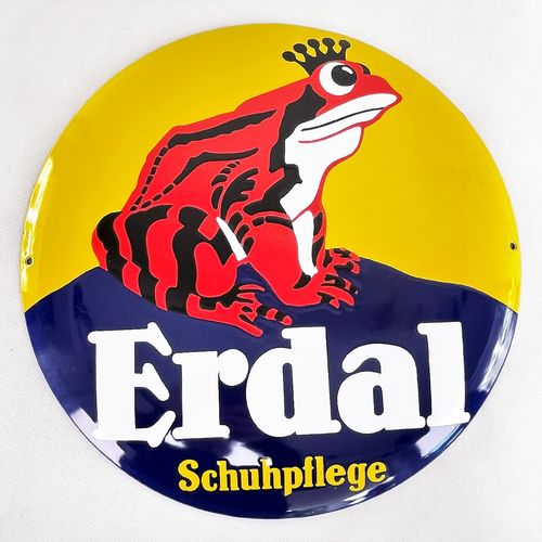 ERDAL  Emailleschild Frosch Froschkönig enamel shield