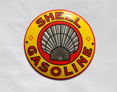 SHELL Gasoline  LOGO Emailschild  Türschild Ø 12 cm