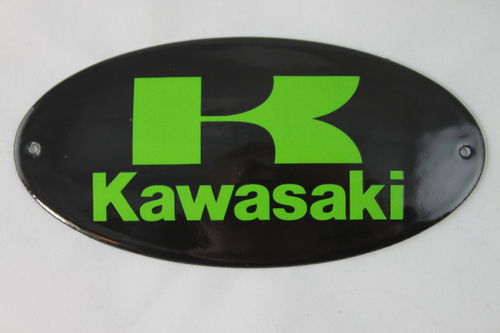 Kawasaki - Emailschild - Türschild - Schild grün