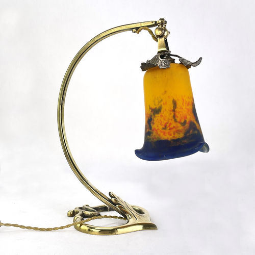Traumhafte Art Nouveau Tischlampe Muller Freres Bronze Herzlampe