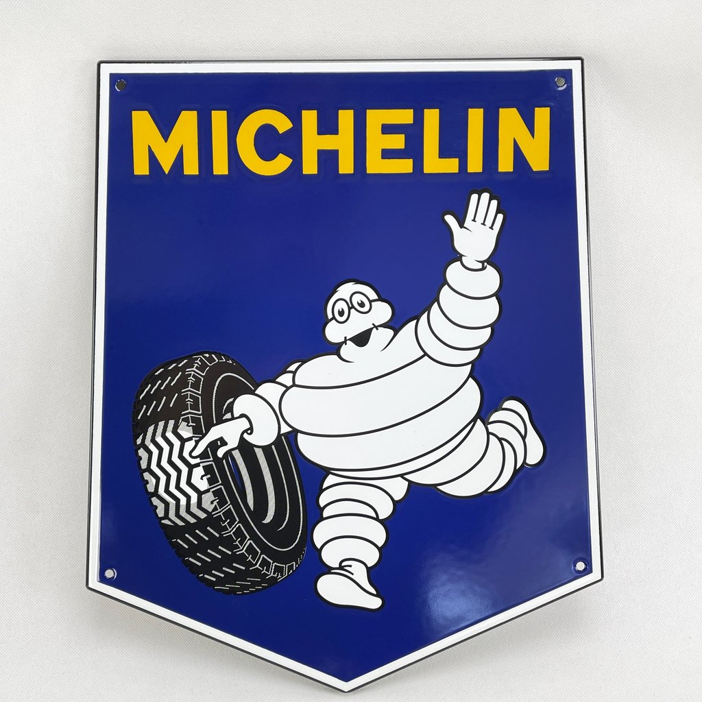 15x11cm Bibendum Schild Emailschild Motorrad Michelin Männchen Türschild 
