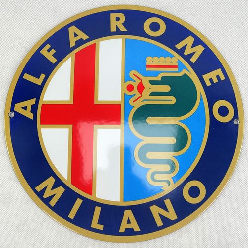 XL ALFA ROMEO Milano Emailschild enamel sign Ø 30 cm