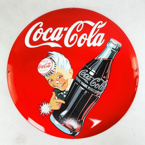 XL Coca Cola Emailschild Emailleschild enamel sign Ø 50 cm