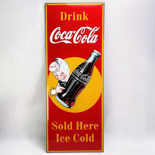 XL Coca Cola Emailschild Emailleschild enamel sign 90x36 cm