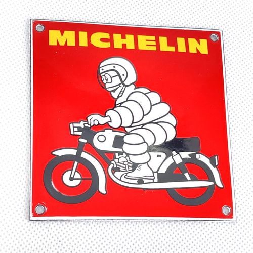 MICHELIN Männchen Motorrad Emailleschild enamel sign 10x10cm