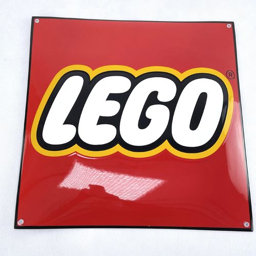 Großes LEGO Logo Emailschild Emaille enamel sign 40x40cm