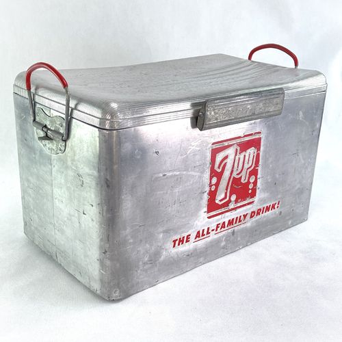 Vintage 7UP Kühlbox Getränkekiste ALU Ice Cooler 50er