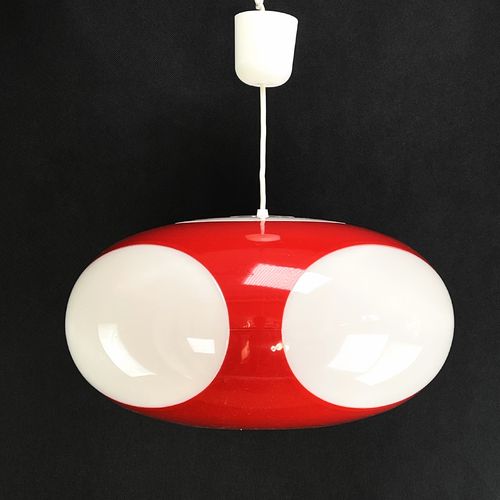 Ufo Lampe rot weiß Design 70er Jahre Hersteller: Massive, Belgien