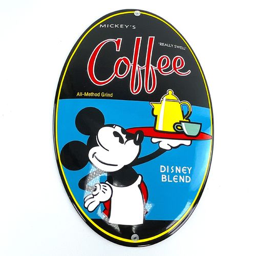 Micky´s Coffee Mickey Mouse Emailleschild OVAL Klassiker 30x20 cm
